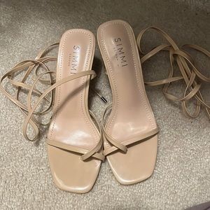 Beige Simmi London Kimberly strappy ankle tie sandals